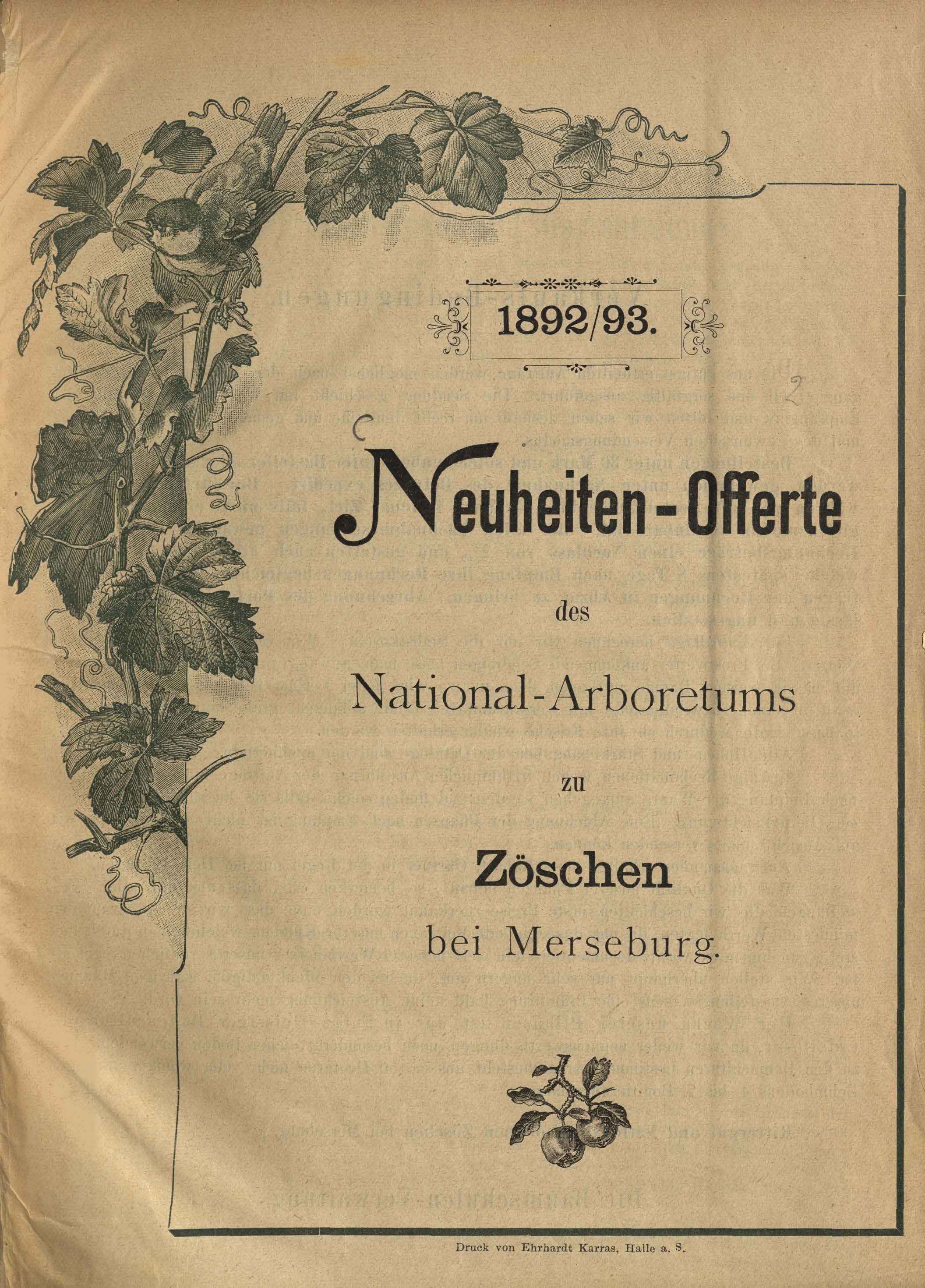 Cover of Neuheiten-Offerte National Arbiretum Zoschen