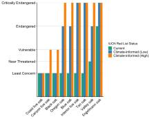 The current Red List status and modelled outlook for the eight Californian oak species, plus tanoak